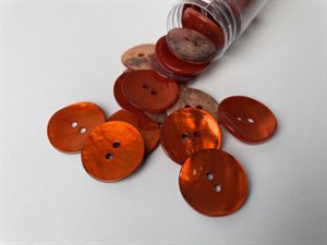 Farvet perlemor knap - intens orange, 20 mm